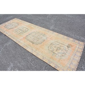 Alfombra turca clásica Vintage 3,8X10,7 pies Alfombra de lana de retazos verde naranja para decoración para sala de estar látex de 4m de ancho para coches - Product Image 2