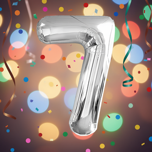 <b>Silver</b> Metallic Number 7 Foil <b>Balloon</b> 45cm Party Decoration - Product Image 3