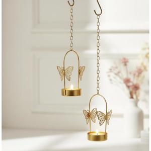 Support de bougie suspendu en forme d'étoile rouge avec motif en relief, décoration suspendue sans flamme pour la décoration de la maison à Noël - Product Image 2