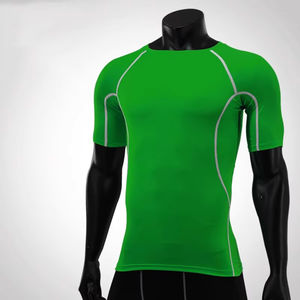 Vêtements de course à compression pour hommes 2025, matière polyester et élasthanne, col rond, respirant, manches courtes, coupe ajustée, t-shirts de sport - Product Image 3