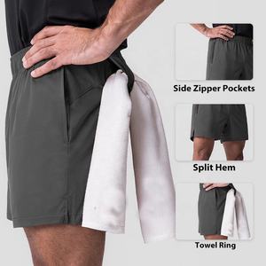 Verano al aire libre Color sólido pantalones cortos para correr cremallera toalla hebilla secado rápido gimnasio Fitness pantalones cortos DDP envío - Product Image 3