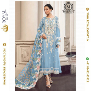 Nouvel arrivage de faux georgette lourd avec séquence de broderie costume pakistanais avec organza lourd et impression numérique Dupatta - Product Image 4