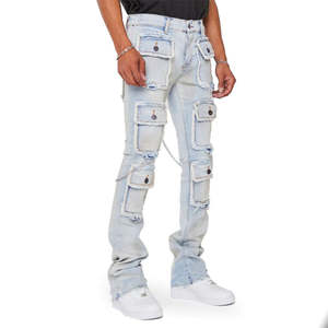 Pantalones Vaqueros Ajustados de Diseñador para Hombre, Hechos a Medida por el Fabricante, al por Mayor, de Alta Calidad, a la Moda, Negros, Estilo Motero, de Mezclilla - Product Image 2