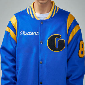 Chaqueta Varsity de Alta Calidad para Hombre, de Lana, Cuero y Lona, con Cuello Alto, Estilo Urbano para Invierno - Product Image 2