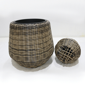 Macetas de plástico decorativas hechas a mano con aspecto de ratán, macetas ecológicas para balcón, patio y decoración de jardín - Product Image 4