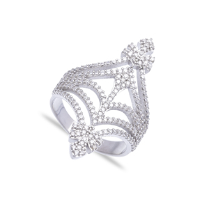 Unique Shape Elegant <b>CZ</b> Cluster <b>Ring</b> Handcrafted Turkish 925 Sterling Silver Jewelry Wholesale Fine Jewellery - Product Image 1