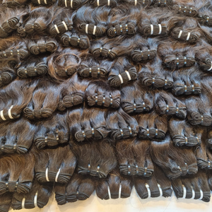 ผมต่ออินเดียแท้แบบ Remy ไม่ผ่านการแปรรูป แบบธรรมชาติ ลอนตรงหยักศก แบบเย็บสองชั้น ขายส่งแบบเป็นมัด สำหรับทำผมดัดถาวร - Product Image 4