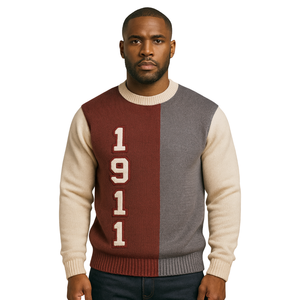 Pull en tricot marron 3 tons Année de fondation Premium Divine Nine Grec Fraternité Vêtements Chenille Broderie Pull Classique - Product Image 1