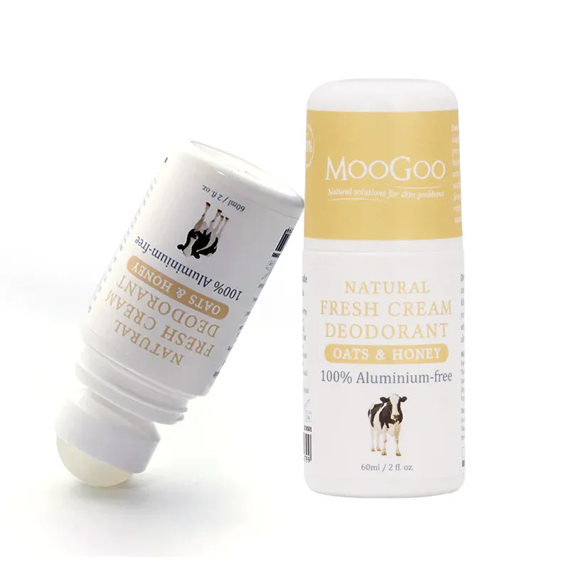 Wholesale High Quality 60ml Fragrance Moogoo Natural Fresh Cream Deodorant with Oats and Honey Flavour