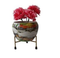 Soporte de Metal para Plantas de Interior y Exterior, Cromado, Dorado, Resistente a la Oxidación, Moderno, con Diseño Artístico en Hierro, en Oferta