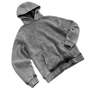 High Quality 100% Cotton Acid Washed Hoodie High Street Washing Old <b>Sweater</b> Stone Washed <b>Vintage</b> Hoodie 2026 - Product Image 2