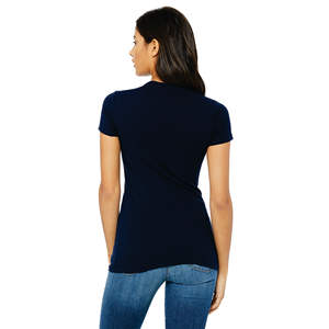 T-Shirt Slim pour femmes, 100% Airlume, en coton peigné et anneau, 32 simple, 4.2 oz, bleu marine - Product Image 3