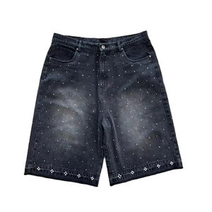 2025 High Street Trendy <b>Men's</b> <b>Denim</b> <b>Shorts</b> Heavyweight <b>Denim</b> <b>Shorts</b> Rhinestones Baggy <b>Shorts</b> - Product Image 1