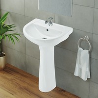 Lavabo moderne en céramique pour salle de bain d'appartement d'hôtel avec égouttoir Colonne d'installation Lavabo pour villas et toilettes
