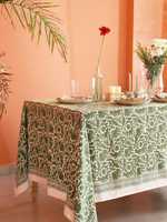 Nappe imprimée bloc vert couverture de Table française Boho printemps décor de Table de mariage floral indien moderne coton Rectangle