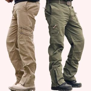 Pantalones Cargo Casuales Unisex de Cintura Media con Botones, Corte Recto, 100% Algodón - Product Image 1