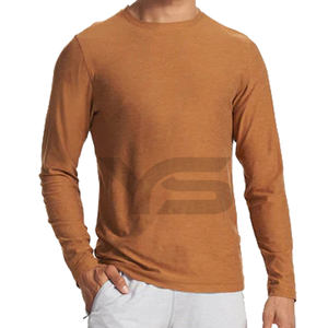 Directo de fábrica 100% Camiseta de algodón para hombre Logotipo personalizado Impresión Sólido Manga larga Fitness Jersey Opción multicolor 220 gramos OEM - Product Image 6