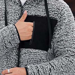 Veste polaire à glissière plaine vêtements d'extérieur chauds col montant veste zippée complète adulte veste d'hiver unie - Product Image 4