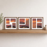 Cadre photo collage 12x12 avec passe-partout, verre véritable, fixation murale carrée, languettes pivotantes, accroche à dents de scie