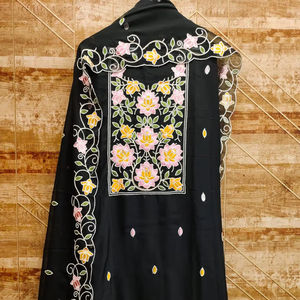 Broderie Pura Organza et soie pure avec dupatta costume de robe pour femmes - Product Image 1