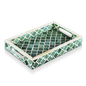 ถาดออตโตมันฝังกระดูกที่หรูหราทำด้วยมือถาดอเนกประสงค์สำหรับตกแต่งบ้านห้องครัวร้านอาหารเสิร์ฟอาหาร - Product Image 5