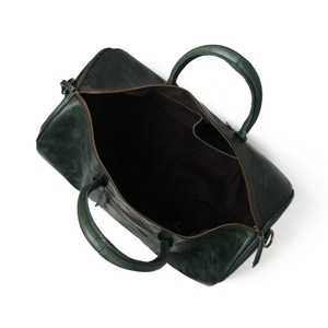 Sac de voyage pliable en cuir vert avec fermeture éclair, sangle réglable, portable, imperméable, sac de week-end, design durable - Product Image 4