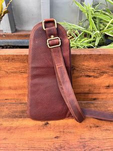 Bolso bandolera de cuero de vaca personalizado al por mayor, bolso de pecho de cuero genuino de alta calidad, bolso de senderismo para viajes al aire libre para Unisex - Product Image 3