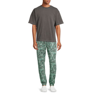 Pantalones de chándal estampados elegantes para hombre en mezcla de algodón ligero con cintura elástica y diseño de pierna cónica - Product Image 2