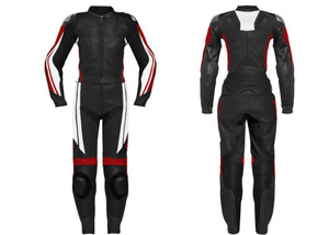 Traje de Motociclista de Cuero Vacuno Blanco y Negro Kangaroo, Ropa Deportiva de Talla Grande - Product Image 2