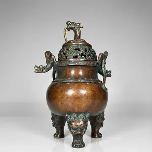 เตาเผากำยานทองเหลืองขนาดเล็ก ดีไซน์ย้อนยุค สำหรับใช้ในบ้าน ตกแต่งบ้าน และใช้ในพิธีกรรมทางศาสนา - Product Image 1