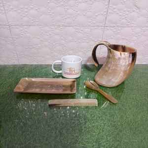 Paquete Jumbo de la mejor calidad, taza de cuerno vikingo con técnica tallada, incluye cuchara de bandeja de cuerno para disfrutar de bebidas artesanales naturales - Product Image 1
