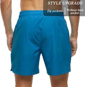 ชุดว่ายน้ำสีทึบมีกระเป๋าแบบมีซิปกางเกงสามส่วนผ้าตาข่ายกางเกงขาสั้นชายหาดยุโรปและอเมริกาจัดส่งแบบ DP - Product Image 2