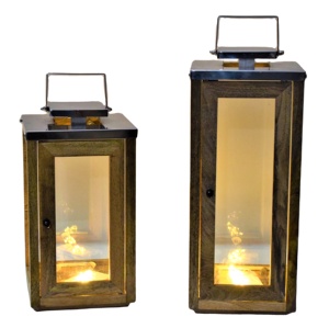 Couleur personnalisée Cadre en bois Lanterne suspendue Forme hexagonale Verre/Acier inoxydable Top Maison Décoration de Noël Zn Création - Product Image 4