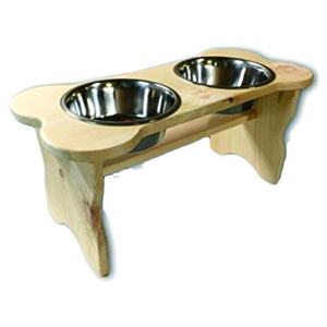 ชามเหล็กให้อาหารสัตว์เลี้ยงพร้อมขาตั้งไม้แบบคลาสสิก - Product Image 1