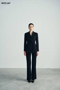 Trajes cómodos de tela ecológica para mujer, Blazers con pantalones, Chaqueta de manga larga con cuello de cuero, chaqueta con muescas AUDREY - Product Image 4