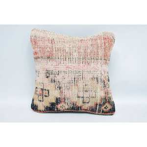 Oreiller en laine Patchwork Kantha Beige Premium 12x12 pouces Literie de luxe avec anneau carré moelleux tissé Caractéristiques portables - Product Image 1