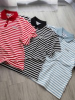 Chemise unisexe rétro en coton tricoté écologique à rayures, impression personnalisée sur le devant, vente en gros, vêtements pour hommes et femmes, fabrication vietnamienne