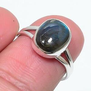 Bague en argent 925 avec labradorite naturelle, pierre ovale, cadeau pour elle, bague d'anniversaire - Product Image 3