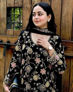 Haute Sur Demande Top Palazzo Costume Collection Tissu Georgette Lourd Avec Fil Broderie Travail Pour Les Femmes Porter - Product Image 3