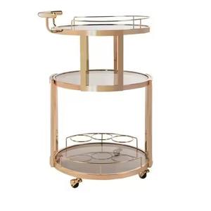 Elegante carrito de servicio Hollywood Regency Style Bar Cart Funcional Metal y vidrio Diseño decente para cocina Uso en hoteles - Product Image 1