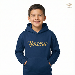 Sudadera con Capucha de Forro Polar con Estampado Dorado de Alta Calidad OEM/ODM, Informal, Cortavientos, para Niños, para Invierno, Totalmente Personalizable - Product Image 4