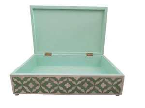 Boîte à bijoux en bois avec incrustations d'os de style antique, décoration pour la maison et l'hôtel, cadeau de mariage pour le rangement - Product Image 3