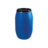 Fût en plastique 200 litres HDPE à ouverture supérieure bleu personnalisé en gros avec cerclage en fer promotionnel qualité alimentaire essence