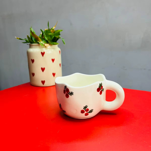 แก้วมัคเซรามิกพิมพ์ลายเชอร์รี่ถ้วยกาแฟทำมือขนาด300มล. สำหรับเด็กผู้หญิงและผู้หญิงของขวัญที่ปลอดภัยสำหรับวันเกิดครบรอบวันวาเลนไทน์ - Product Image 1