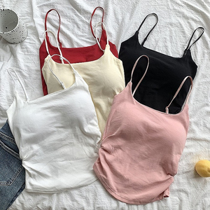 Camiseta sin mangas transpirable ajustada larga para mujer, almohadilla de sujetador incorporada, bordado de Color personalizado, capas para usar solo, puro lujurioso - Product Image 1