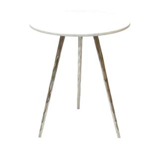 Table ronde en marbre et aluminium avec trois pieds Table basse ou d'appoint ronde en métal fini nickel pour meubles de maison - Product Image 5