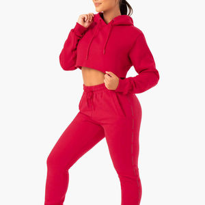 <b>Oversize</b> Cropped Hoodie and <b>Jogger</b> 2 Piece Set for Women Letter Print Custom Logo Womens Clothing with Comfortable Hooded - Product Image 3