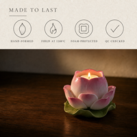 Support de bougie en céramique fait main en forme de lotus, récipient rose pour bougie chauffe-plat, décoration d'autel bouddhiste pour la maison, ornement, OEM ODM, vente en gros, logo personnalisé