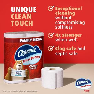Papier toilette CharminUltra Strong Clean Touch, 24 rouleaux familiaux géants = 120 rouleaux standard - Product Image 4