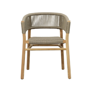 Silla de Comedor Moderna Hecha a Mano con Cuerda de Teca, Respaldo Curvo Tejido y Estructura de Teca Sólida - Product Image 2